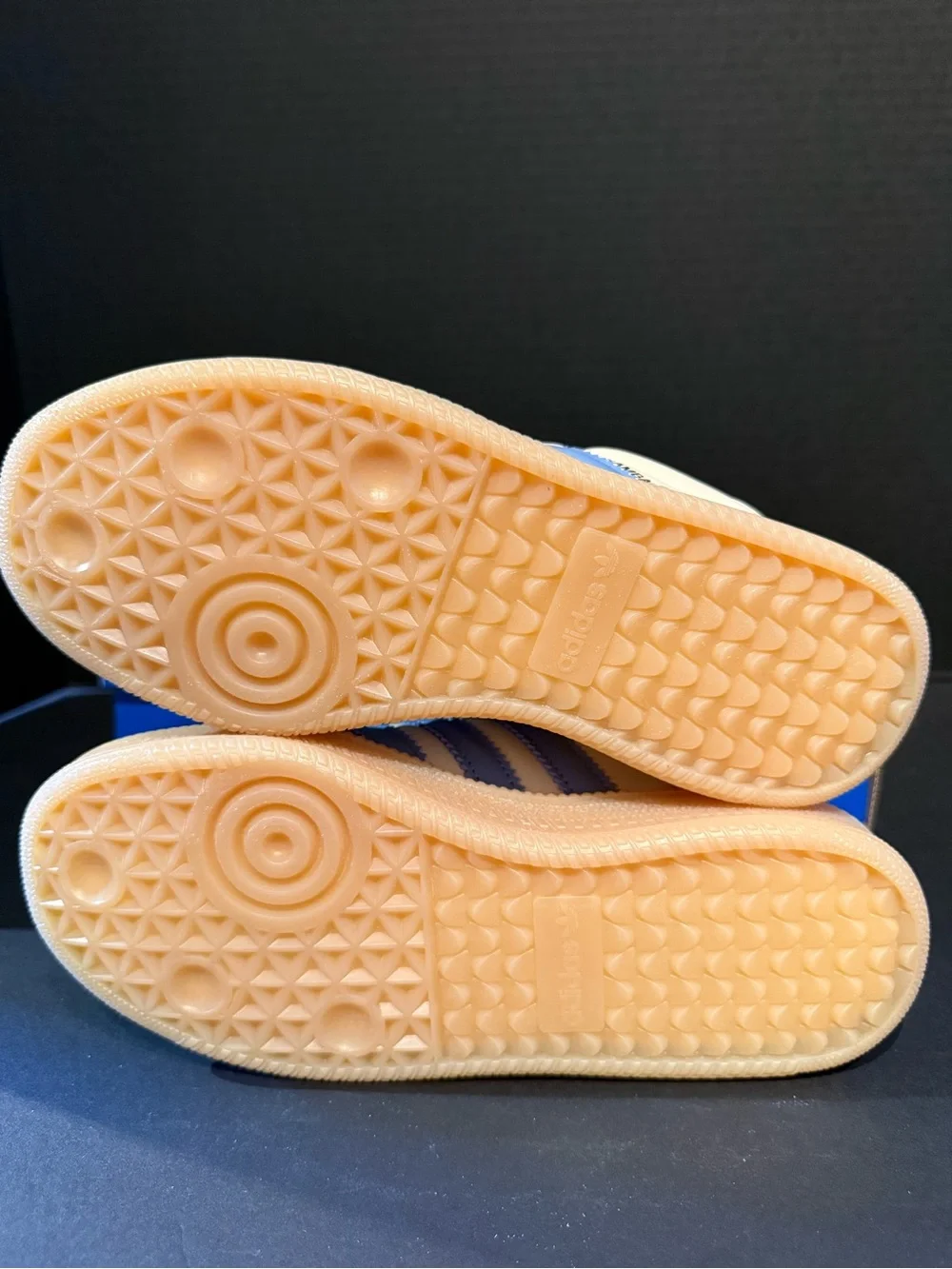 adidas Samba Sneakers in Cream with Light Blue Stripes 6.5W/5.5Y